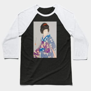 Graceful Geisha in Kimono - Japanese Vintage Art Baseball T-Shirt